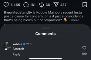 开云体育网址-社媒分享《爆裂鼓手》暗示得不到主帅认可？梅努回应网友：想多了